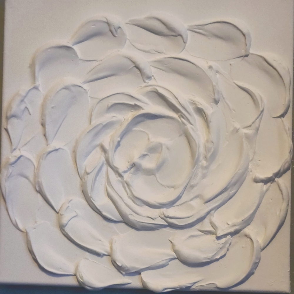 10 x 10 white sculpted canvas painting